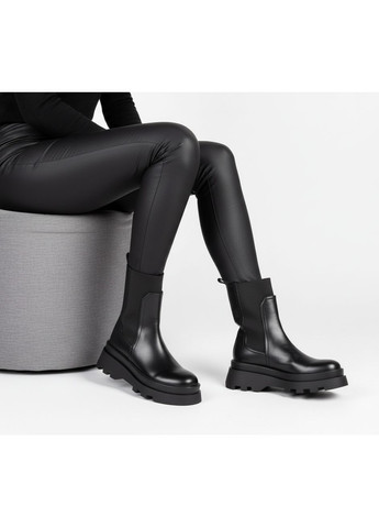 Черные осенние женские кожаные ботинки челси демисезонные 1728 черные Fabio Monelli