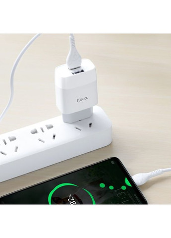 Мережевий зарядний пристрій з кабелем dual port charger set(Type-C) 12W White (6931474713070) Hoco C73A Glorious (361348164)