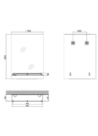 Дзеркало настінне SANSA MRZ05-70x85x10 прямокутне з полицею (ZX5629) Zerix (322004772)