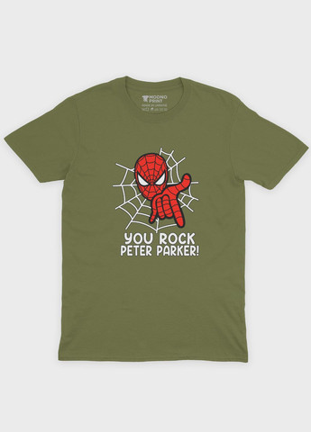 Хаки (оливковая) летняя мужская футболка с принтом супергероя - человек-паук (ts001-1-hgr-006-014-102-f) Modno