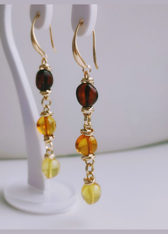 Сережки 2654 з натурального бурштину Медовий відтінок MINOV (311310521)