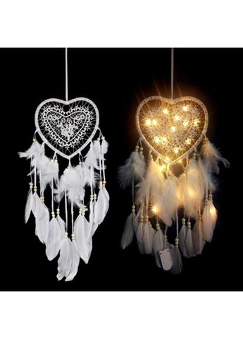 Светильник-ночник ловец снов сердце с перьями для декора пластик 60х14х2,8 см для спальни и уюта ProDobro (365441114)