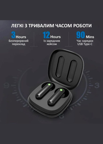 Наушники переводчик WT2 Edge, AI двусторонний синхронный перевод, 40 языков, офлайн + онлайн Black Timekettle (315148481)