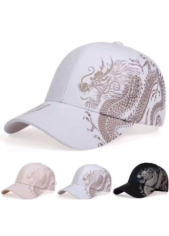 Біла літня кепка з принтом дракона в китайському стилі, бейсболка з вигнутим козирком, унісекс No Brand (366547178)