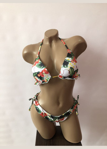 Зелений літній жіночий роздільний купальник на зав'язках (6-57) No Brand