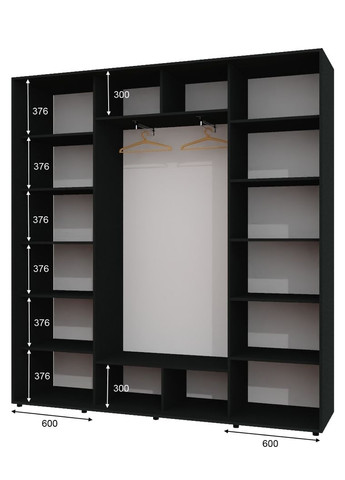 Шкаф-купе трехдверный 230*45*220 Антрацит 2 ДСП/Зеркало с пескоструйным рисунком ШК-05 Алекса (360477285)