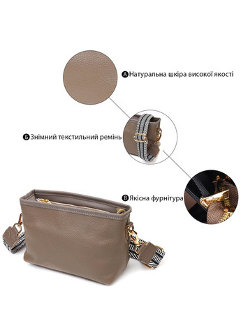 Компактная кроссбоди на плечо из натуральной кожи серая 22098 Vintage (329198863)