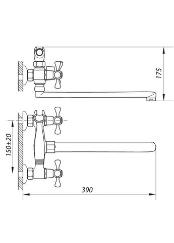 Смеситель для ванны D5Q 722 с удобным управлением Zerix (362494091)