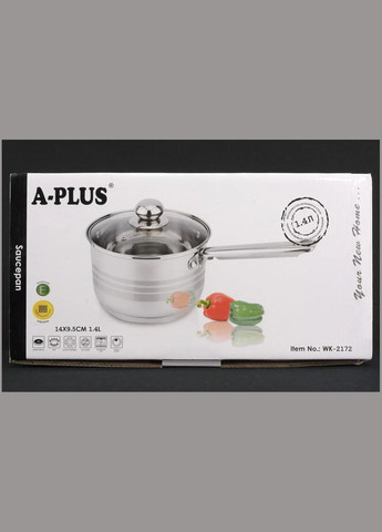 Ковш з нержавіючої сталі з кришкою 1,4 л 2172 A-Plus (337170874)