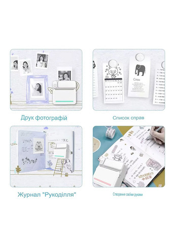 Мини-термопринтер детский портативный для печати с телефона принтер моментальной печати с Bluetooth + рулон термобумаги Голубой No Brand (360867145)