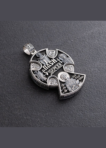 Чоловічий православний хрест Спас Нерукотворний. Спаси і Збережи з ебенового дерева та срібла 1272 Oniks (293820208)