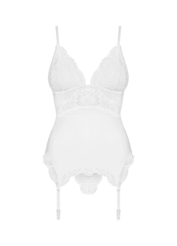 Сатиновий мереживний корсет 810-COR-2 babydoll & thong корсет, танга, Obsessive (343047016)