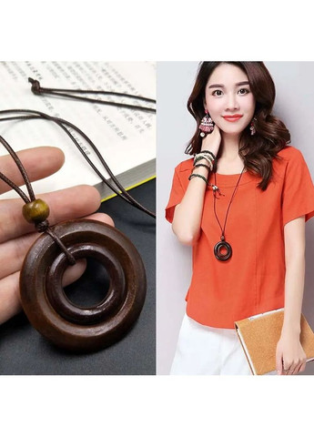 Підвіска подвійне дерев'яне коло кулон круг на шнурку No Brand (337716511)