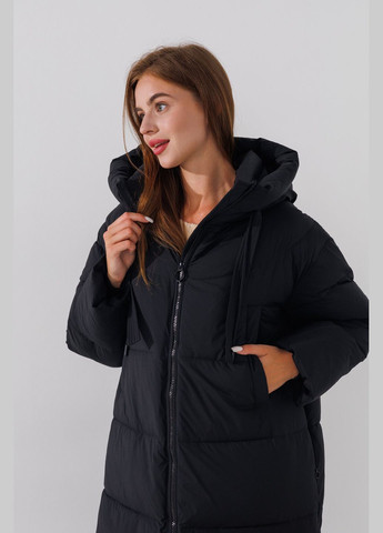 Черная зимняя куртка однотонная женская 3262 черный (2000990654199w) shop (2000990654199) Towmy