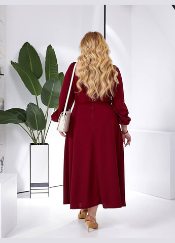 Бордова жіноча сукня міді із креп-дайвінгу колір бордо р.48/50 453745 New Trend