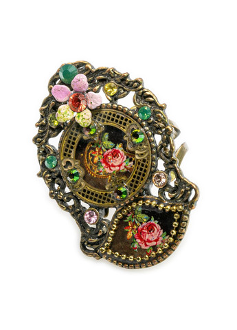 Кольцо "Роза в цветах" от с эмалью и кристаллами Swarovski Michal Negrin (347018229)