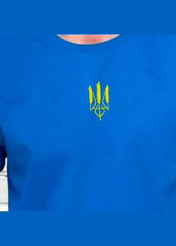 Синя футболка з вишивкою тризуба 01-3 чоловіча (727029-14-2) No Brand