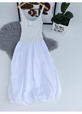 Білий комбінована сукня міді зі спідницею-балоном Zara