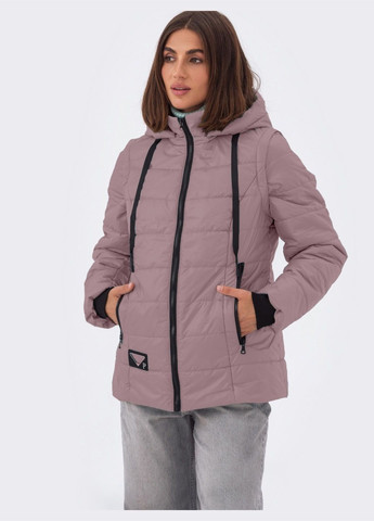 Пудровая демисезонная демисезонная куртка оттенка пыльная роза со вшитым капюшоном Dressa