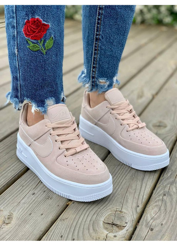 КРОСІВКИ ЖІНОЧІ NIKE AIR FORCE 1 SAGE PINK WHITE 2 НАЙК АІР ФОРС 1 ПРЕМІУМ No Brand рожеві демісезони (367172496)