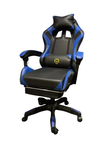 Геймерське крісло з ергономічними подушками та висувною підставкою для ніг, Чорний/Синій Primaveo (372473989)