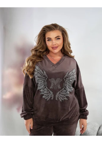 Жіночий прогулянковий костюм з декором бежевого кольору New Trend (361071594)