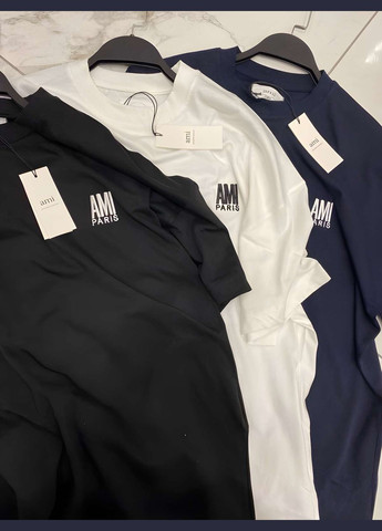 Женская черная синяя футболка оверсайз с вышитым лого Україна - (339402795)