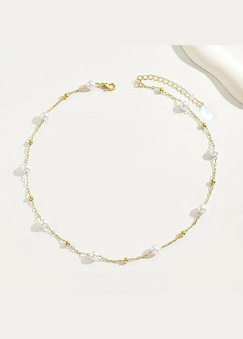 Колье чокер Цепочки и бусинки 6 мм золотистое No Brand (335064379)