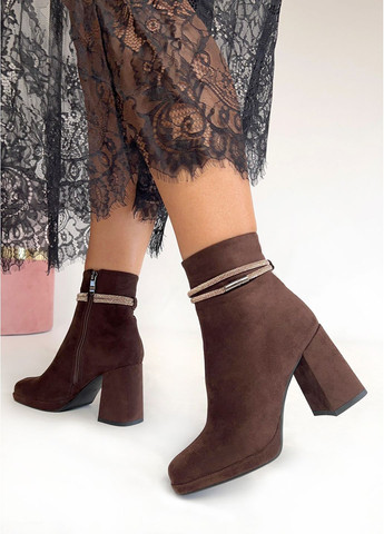 Коричневые демисезонная ботильоны коричневые каблуках 8см. Fashion