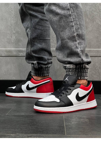 КРОССОВКИ ЖЕНСКИЕ NIKE AIR JORDAN RETRO 1 LOW WHITE RED BLACK НАЙК АИР ДЖОРДАН No Brand чёрные демисезоны (368862142)
