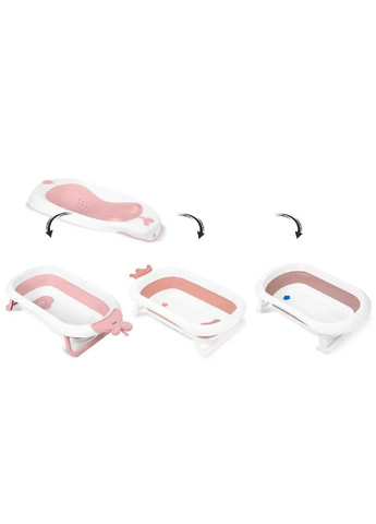 Дитяча складна ванночка з термометром дисплеєм вставкою на присосках і нековзними ніжками (476387-Prob) Біло-рожева Unbranded (280909730)