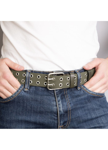 Ремінь чоловічий текстильний з люверсами -4096 (125 см) зелений JK (362639364)