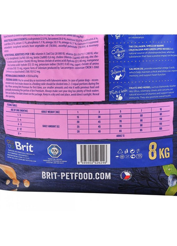 Корм сухий Dog Junior S для молодих собак дрібних порід від 1 до 12 місяців вагою 1-10 кг з куркою 8 кг Brit Premium (362701697)