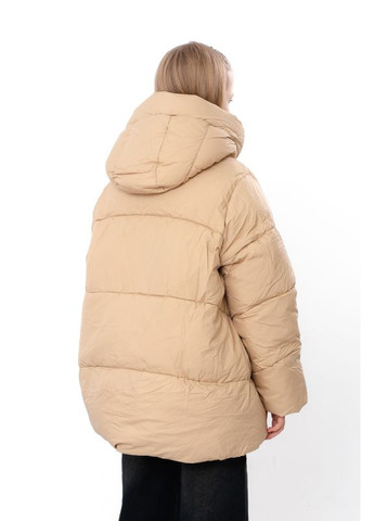 Бежева зимня зимова куртка для дівчинки підліткова оверсайз з капюшоном (p-18524) Носи своє