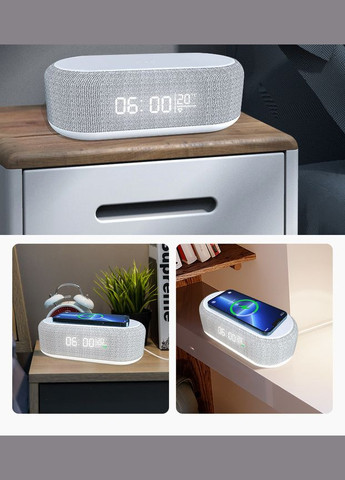 Док-станция беспроводной зарядки 5 в 1: QI зарядка, часы, будильник, светильник, термометр Белый (код: YZ-6 ) Digital (331613613)