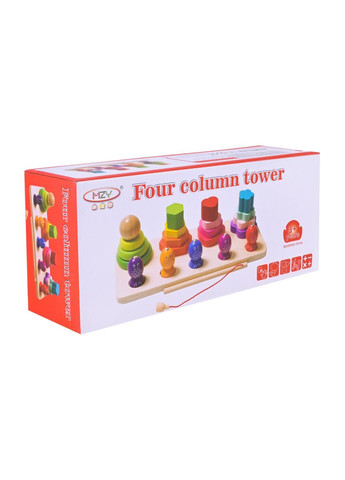 Деревянный развивающий набор: пирамидка и игра рыбалка, размер 27,2×12 см - No Brand C9432 (371928064)