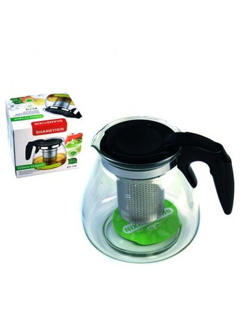 Чайник для заварювання скляний 700 мл чорний з ситом для чаю та трав термостійкий чайник з нержавіючої сталі ProDobro (365442622)