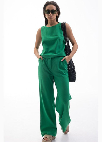Костюм женский летний льняной брюки и топ зеленый MKAR32733-3 Modna KAZKA (276838730)