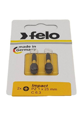 Біта PZ1х25 мм Impact 1/4" С 6,3 ВОХ (2 шт) 02101241 (14222) Felo (295040423)