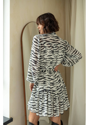 Білий повсякденний жіноча легка шифонова сукня ann з поясом (mil509) milirud