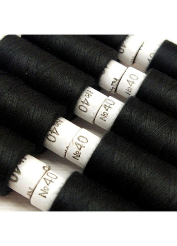Нитки в катушках, для шитья 100% полиэстер 40/2 (боб 200м x 10) Черный Plus-plus (352745186)