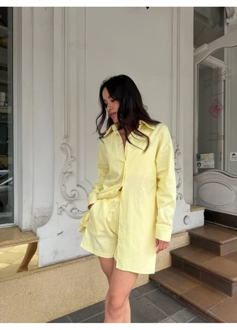 Жіночий льняний костюм 3-ка з oversize сорочкою No Brand (403247835)
