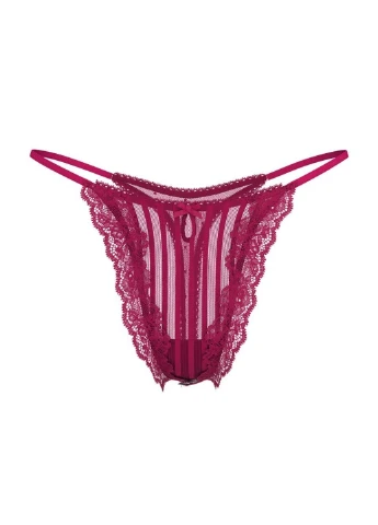 Трусики-стринги женские кружевные Lacie Sheer Heritage String Thong Panty бордовые Victoria's Secret (362556083)