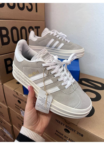 Серые демисезонные кроссовки мужские adidas gazelle platfrom bold grey адидас газель No Brand