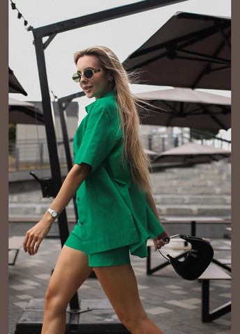 Женский комплект (рубашка, топ, шторты), трэндовый летний лляной костюм, подойдет для встреч и прогулки Intruder (347579777)