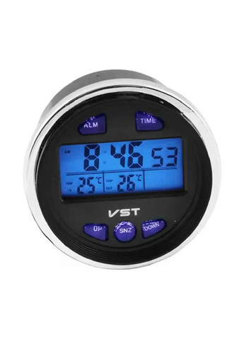 Часы автомобильные электронные с синей подсветкой термометром вольтметром 7.4х6.2х7.4 см (476777-Prob) Unbranded (290840521)