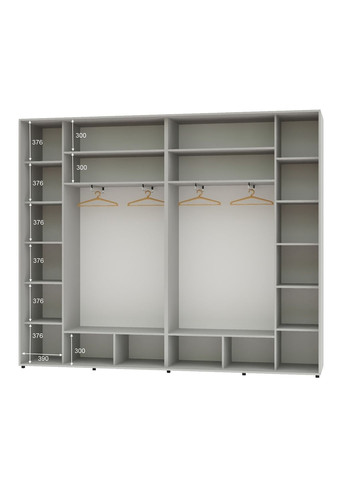 Шафа-купе тридверна 300*45*230 Сірий ДСП/Дзеркало/ДСП Люкс-149 Алекса (360447062)