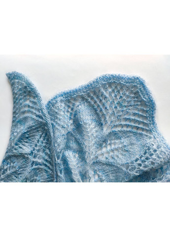 В'язана блакитна шаль ручної роботи з мохеру та мериносу No Brand (367054792)