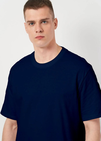 Темно-синяя футболка мужская оверсайз с коротким рукавом Роза