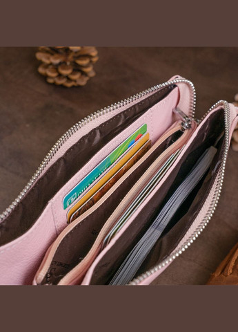 Місткий клатч на два відділення жіночий рожевий 19,2х10х2 см 19250 st leather (329196478)